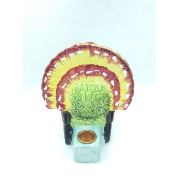 VTG Vermont Store Give Thanks ceramic Turkey Candle Holder W/Box 7" approx. - Picture 5 of 12